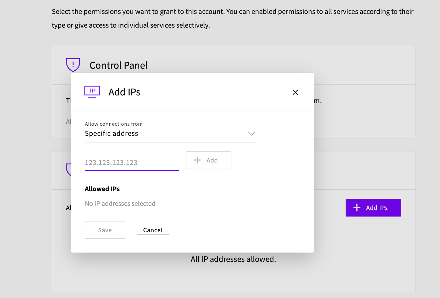 set the IP addresses