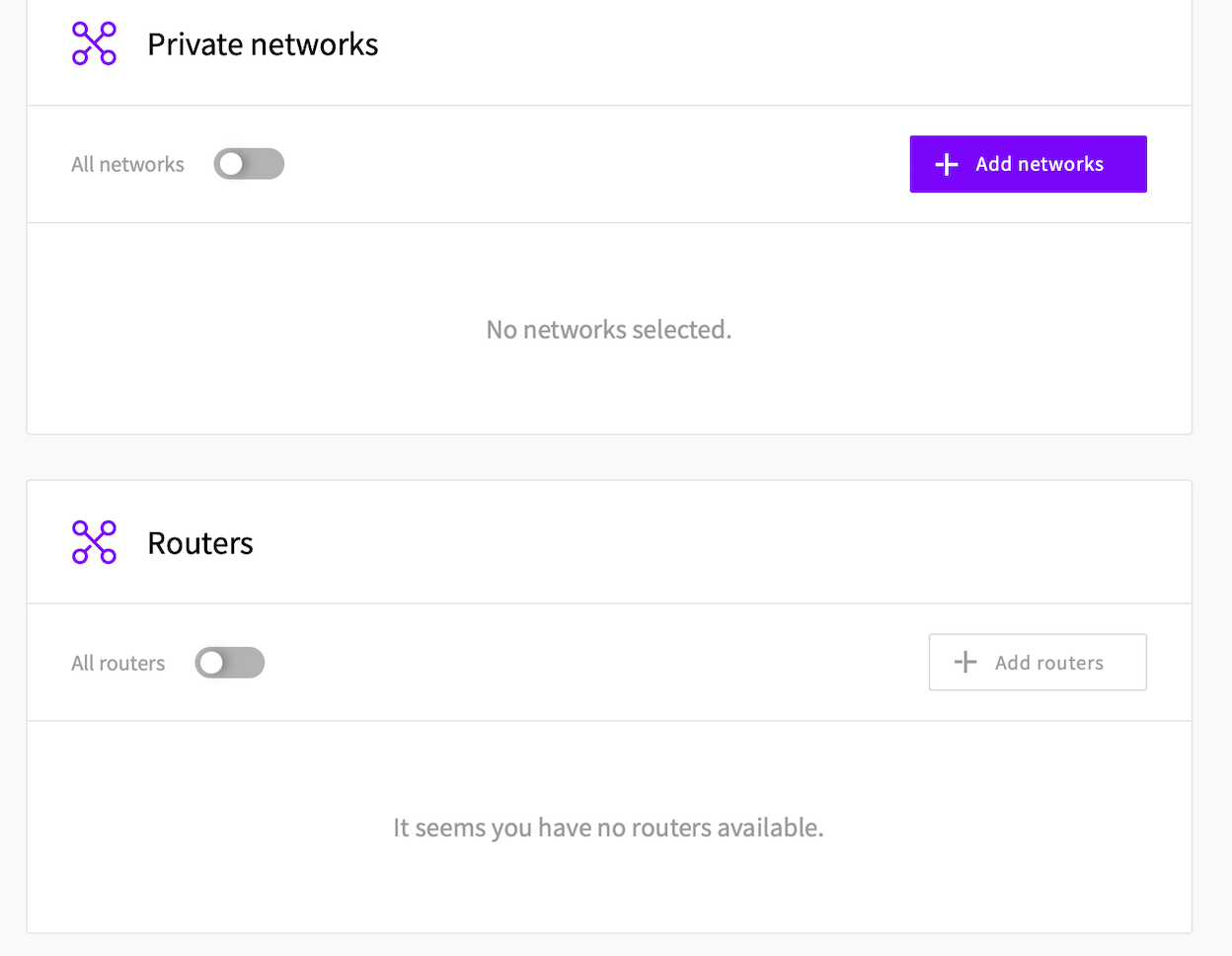 private networks or routers